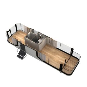Nhà phi thuyền di động thông minh Zen 8 Coolhome được phác họa 3D bên trong chưa có nội thất