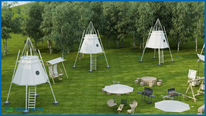Nhà glamping là điểm nhấn độc đáo trong các khu du lịch sinh thái