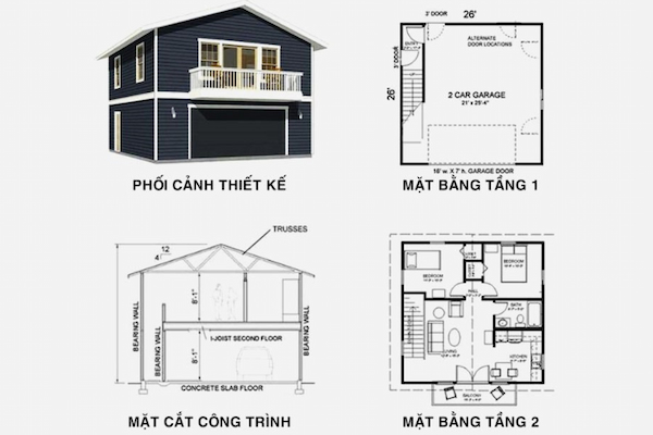 Giá thi công phụ thuộc vào diện tích và vật liệu xây dựng nhà
