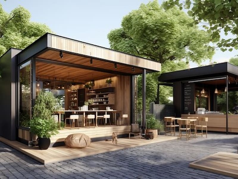 Mẫu nhà vườn lắp ghép làm quán cafe