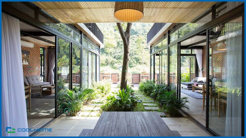 Nhà khung thép phong cách xanh hiện đại