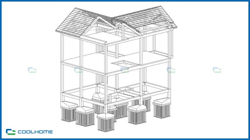 Bản vẽ nhà 2 mái tiền chế
