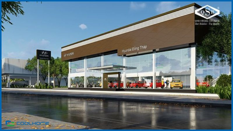 Nhà khung thép 2 tầng kết hợp showroom