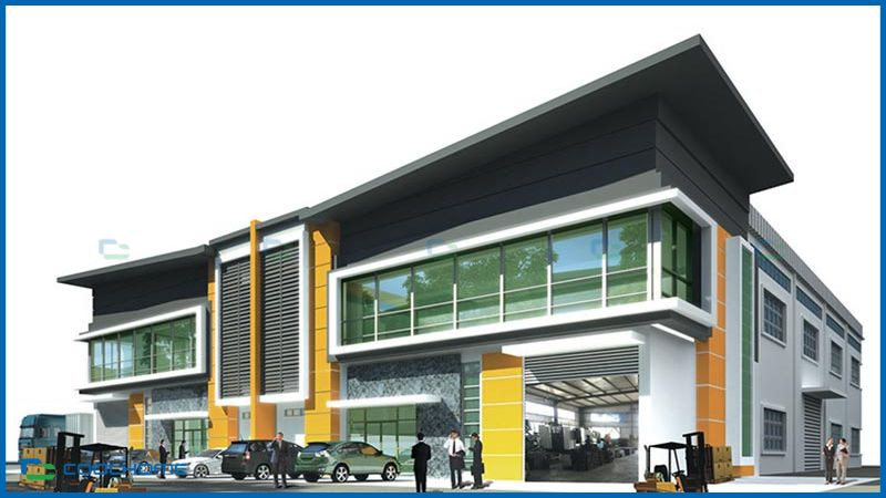Nhà xưởng khung thép 2 tầng