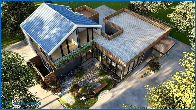 Nhà tiền chế mái thái sân vườn