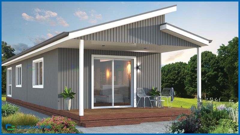 Nhà tiền chế cấp 4 mái lệch hiện đại
