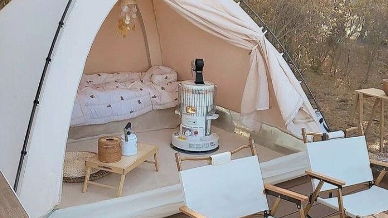 Không gian nghỉ dưỡng ấm cúng bên trong lều glamping