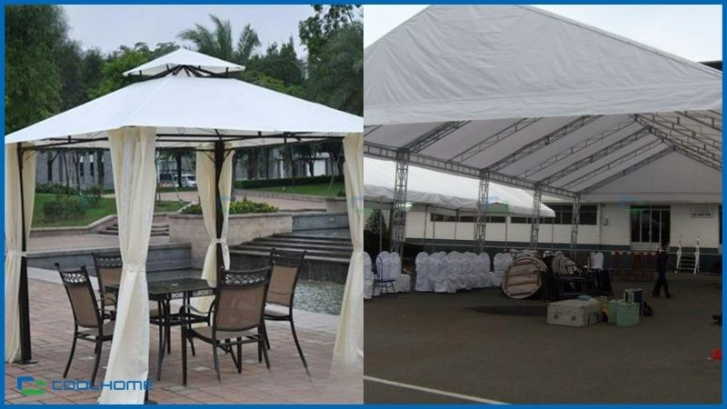 Nhà lều bạt mái 2 tầng kết hợp không gian mở