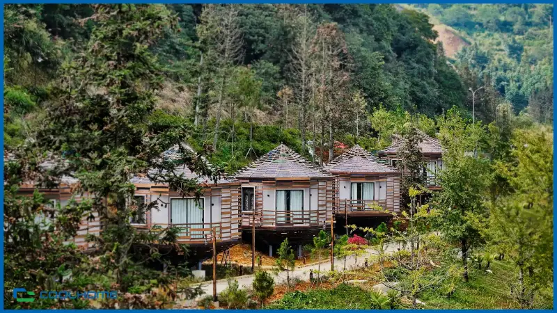 Không gian bungalow thường sử dụng vật liệu tự nhiên để tăng sự gần gũi