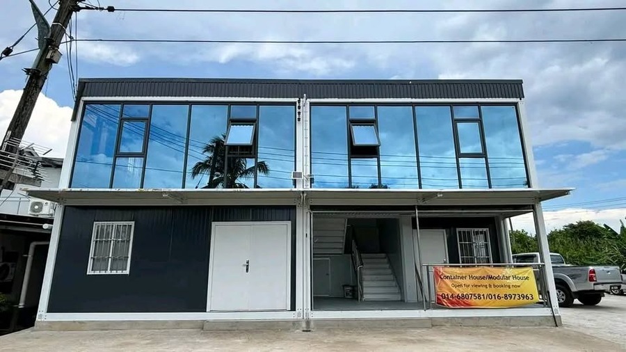 Nhà lắp ghép có phòng làm việc - Prefabricated House With Office xem chính diện