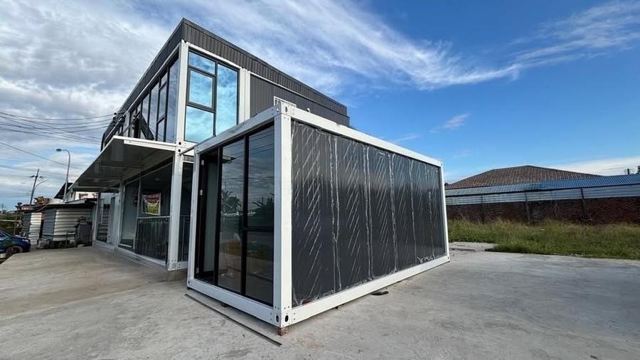 Nhà lắp ghép có phòng làm việc - Prefabricated House With Office nhìn với góc nghiêng