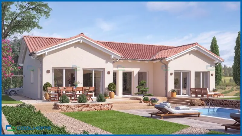 Không gian mở giúp kết nối hài hòa giữa khu vực sinh hoạt và sân vườn bên ngoài nhà