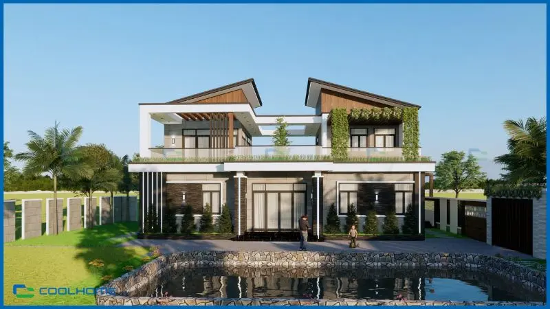 Sự kết hợp giữa kiến trúc và cảnh quan tạo nên vẻ đẹp sang trọng cho biệt thự cao cấp