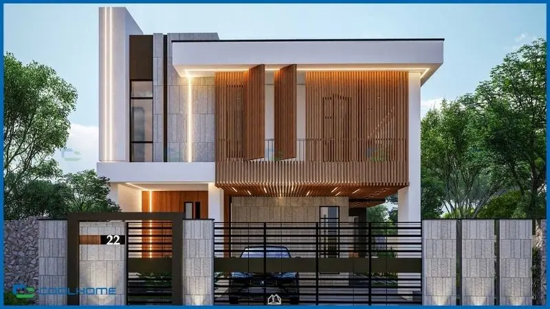 Ban công rộng giúp tăng không gian mở và tạo điểm nhấn cho mặt tiền