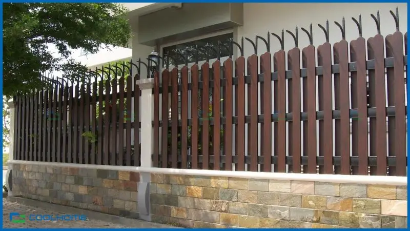 Lan can xi măng giả gỗ có thể kết hợp linh hoạt với kính, sắt hoặc inox để tăng tính thẩm mỹ
